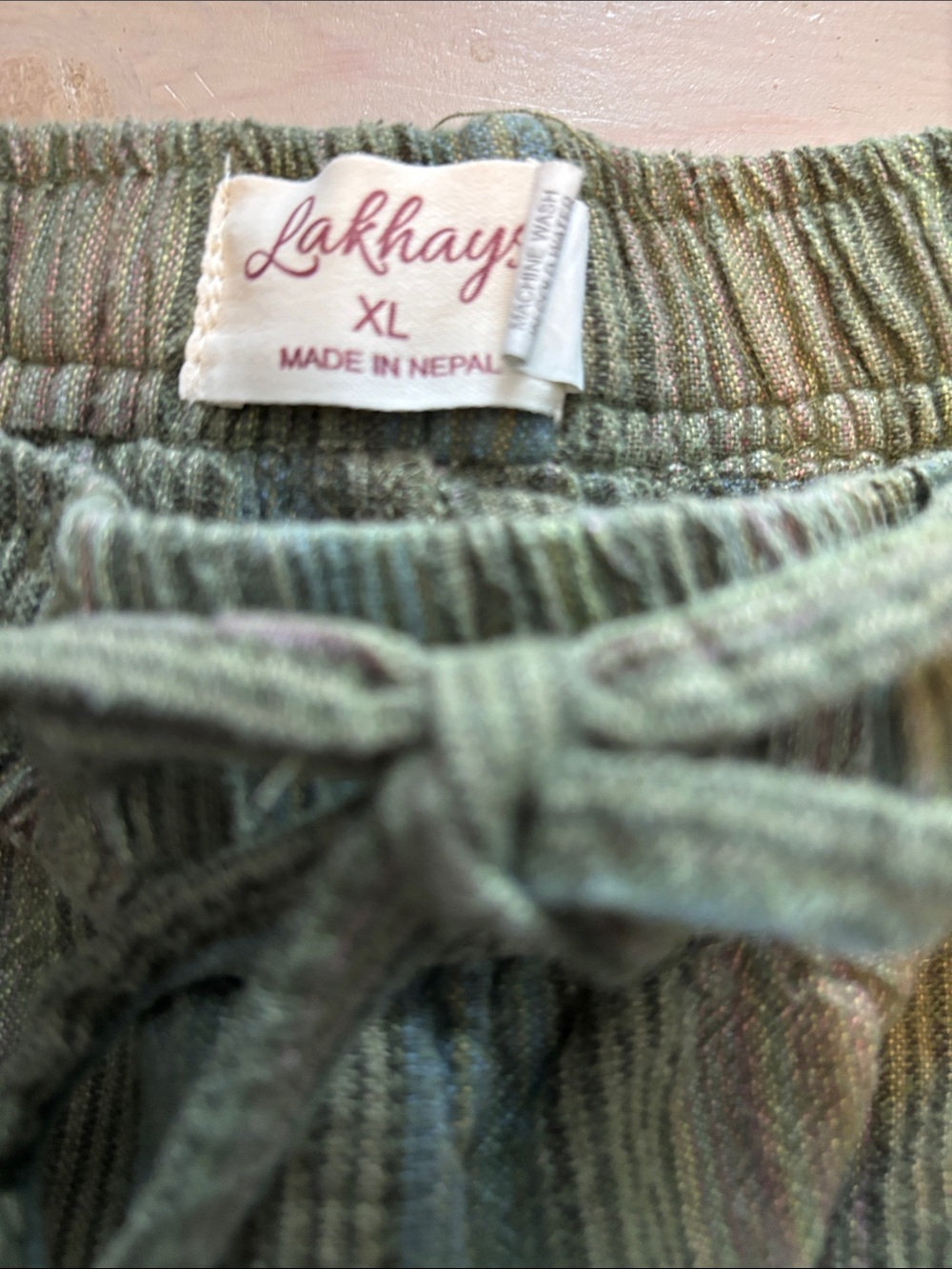 Lakhays women's Striped Pull-On Pants in Olive Green size XL - Picture 2 of 4